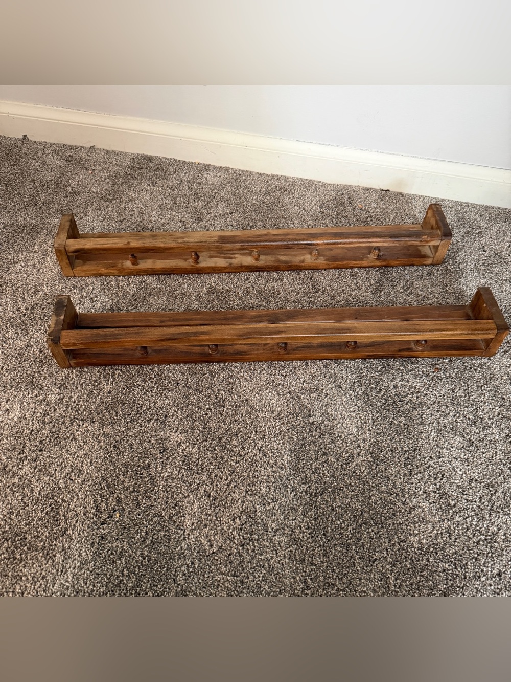 Set of 2 vintage wooden wall shelves